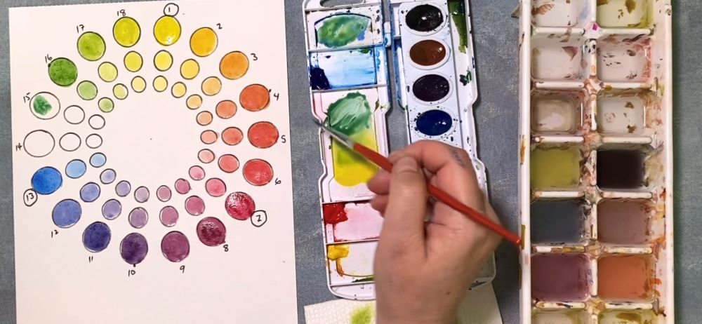 Mixing Secondary Colours and tints with Prang Watercolours